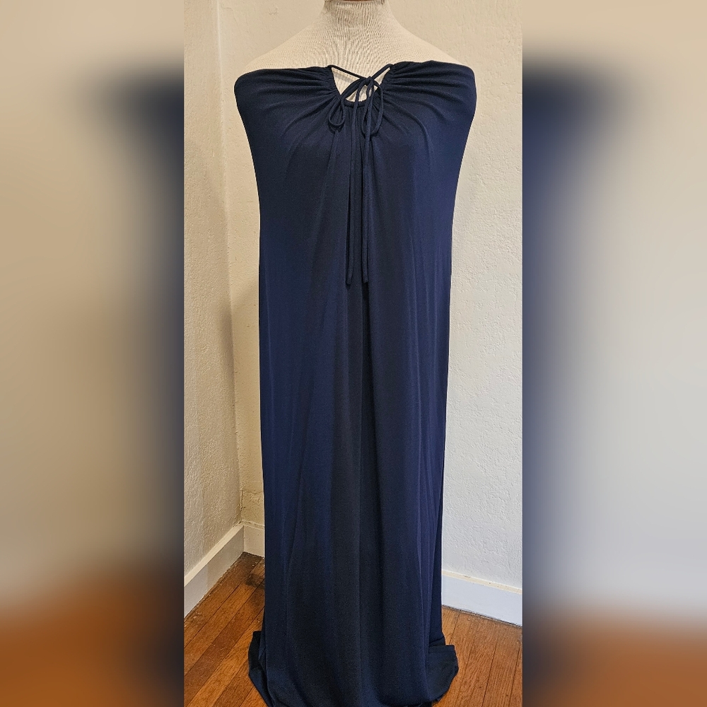 Trina Turk Elegant Classic Sophisticated Off-Shoulder Navy Gown Size L